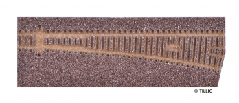 TILLIG 86341 - TT Gleisbettung Modellgleis dunkel (braun) für einfache rechte Weiche (EW 3 83341 12°)